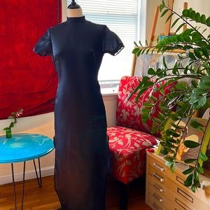 New Qipao Cheongsam inspired Glamorous Evening Gown , Black & Blue